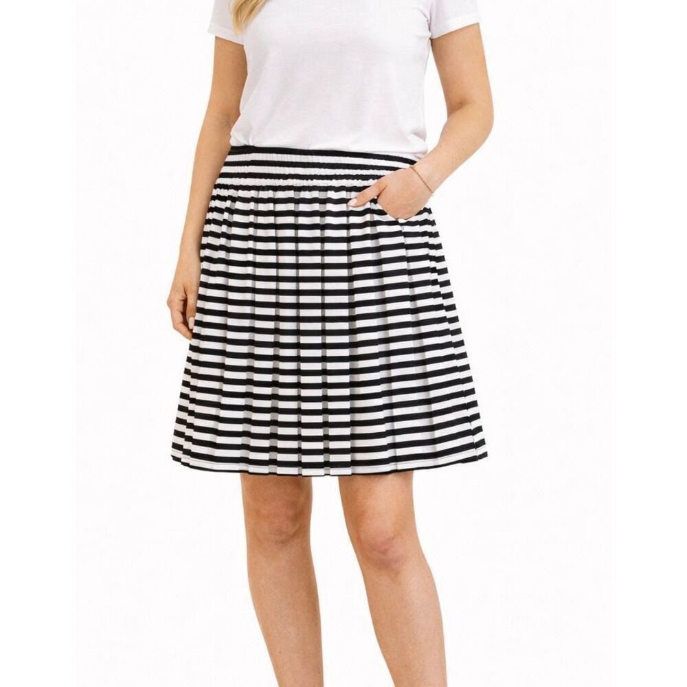 Courage B black and white stripe aline skirt small